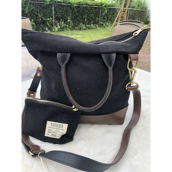 R.Riveter Carry All Canvas Tote w/ Leather Trim & - Picture 1 of 7